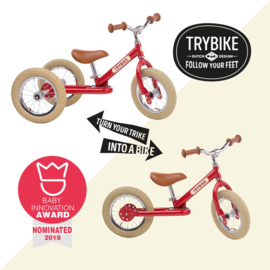 Trybike Steel 2-in-1 loopfiets vintage rood