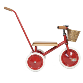 Banwood Trike Driewieler - Rood - met duwstang en mandje