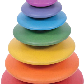 TickiT Houten Stapel Stenen, Wooden Pebbles Rainbow, 7-delig