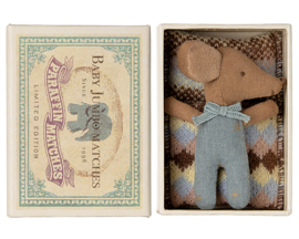 Maileg Baby Muis Sleepy Wakey baby mouse in matchbox, Blue