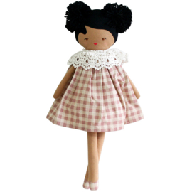 Alimrose Knuffelpop, Aggie Doll Rose Check, 45 cm