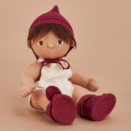 Olli Ella Muts en Slofjes voor Dinkum Doll - Knit Set Plum