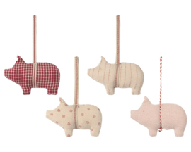 Maileg Varkens Ornamenten, Pig Ornaments, 4 stuks