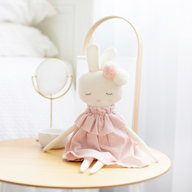 Alimrose Knuffel Konijn, Isabelle Bunny Pink Linen, 40 cm
