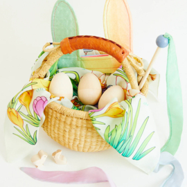 Sarah's Silks Speelzijde Doek, Zoek en Vind - Bunny and Egg , 53 x 66 cm