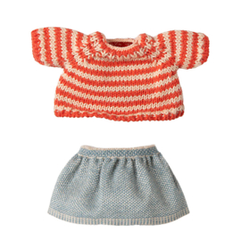 Maileg Kledingset voor Grote Zus Muis, Knitted sweater and skirt
