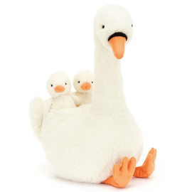 Jellycat Knuffel Zwaan met 2 kuikens 39cm, Featherful Swan