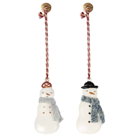 Maileg Metalen Sneeuwpop Ornamenten, Snowman, 2 stuks