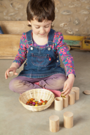 Grapat 6 houten bakjes met deksel, naturel