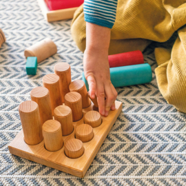 Grimm's Houten Rollers/Staven op sorteerbord, Naturel