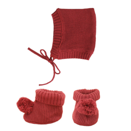 Olli Ella Muts en Slofjes voor Dinkum Doll - Knit Set Plum