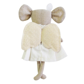 Alimrose Knuffel Muis, Angel Baby Mouse Ivory Gold, 25cm