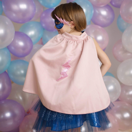 Superheldin Setje, Super-Duper Tutu, Cape en Masker, Pink/Navy, 7-8 jaar