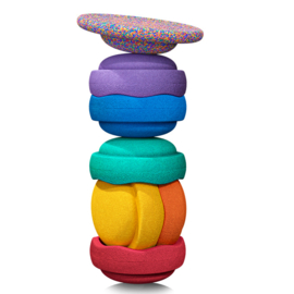 Stapelstein rainbow set met balance board confetti 7-delig