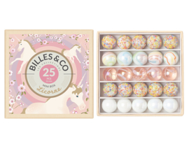 Billes & Co Knikkers in doosje, Mini Box Licorne/Unicorn/Eenhoorn, 25 stuks