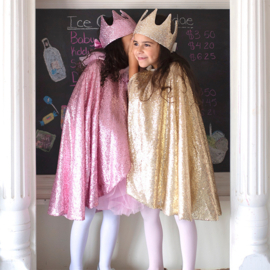 Cape met pailletten Roze, Precious Pink Sequins Cape, 5-6 jaar