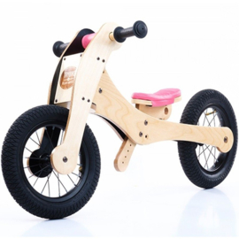 Trybike Wood 4-in-1 loopfiets Roze/Zwart