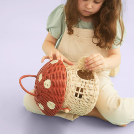 Olli Ella Paddenstoel huisje/tasje, Mushroom Basket, Red