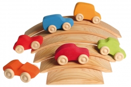 Grimm's 6 gekleurde houten auto's