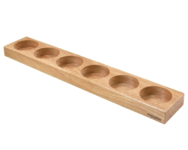 Houten houder voor 6 glazen schaaltjes, diam. 6 cm​