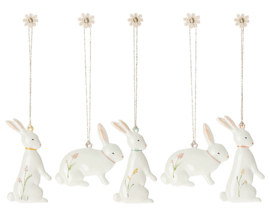 Maileg 5 Metalen Konijnen Hangers in doosje, Easter Bunny Ornaments