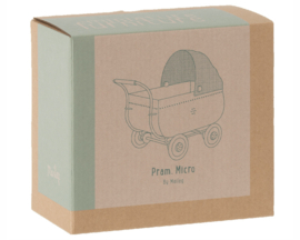 Maileg poppenwagen/kinderwagen Micro Blue, hoogte 15cm