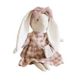 Alimrose Knuffel Konijn, Mini Sofia Bunny Rose Check, 27 cm