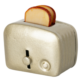 Maileg metalen Broodrooster, Miniature Toaster & Bread , 4 cm, zilver