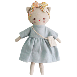 Alimrose Knuffel Poes, Mini Lilly Kitty, Grey Linen, 26 cm