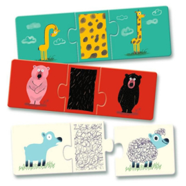 Djeco Trio Puzzels, Naakte Dieren, 8 x 3 st