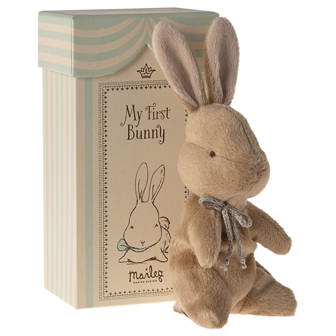 Maileg Knuffel konijn in doosje, My First Bunny, Blauw