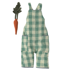 Maileg Geruite Overall / Tuinbroek  voor konijn Size 3 met wortel