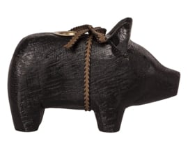 Maileg Houten Kandelaar Varken, Wooden Pig Small Black