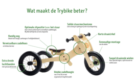 Trybike Wood 4-in-1 loopfiets Bruin/Zwart