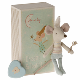 Maileg Tandenfee in doosje met tandendoosje, Tooth fairy mouse, Little brother