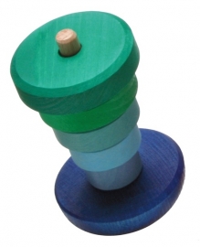 Grimm's houten kleine Stapeltoren tuimelaar, blauw/groen, 6-delig, 13cm