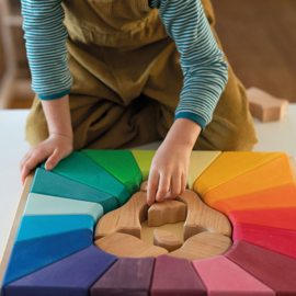 Grimm's houten puzzel/blokkenset Regenboog Leeuw