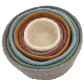 Papoose Stapelbakjes, Wolvilt, diameter 20 cm, hoogte 13 cm, Earth colours