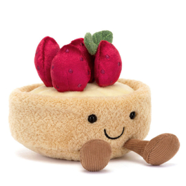 Jellycat Knuffel Taartje, Amuseables Fleurette Tarte Aux Fraises, 11cm
