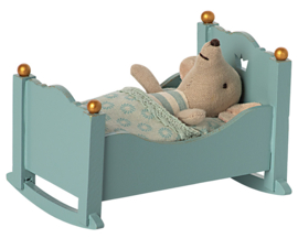 Maileg Houten wiegje, Cradle, Baby mouse - Blue