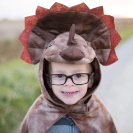 Great Pretenders Dino Cape Triceratops Hooded Cape Bruin, 4-5 jaar