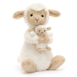 Jellycat Knuffel Schaap met jong, Huddles Sheep, 24cm