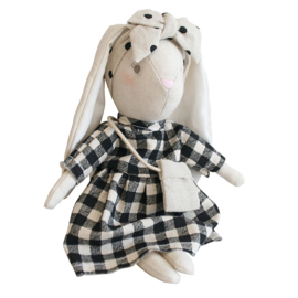 Alimrose Knuffel Konijn, Mini Sofia Bunny Black Check, 27 cm