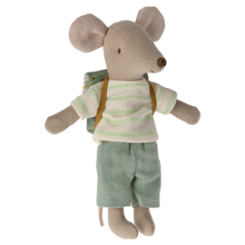 Maileg grote broer Muis met Rugzak, Tricycle mouse, Green