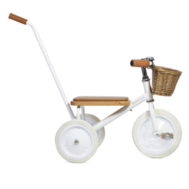 Banwood Trike Driewieler - wit - met duwstang en mandje