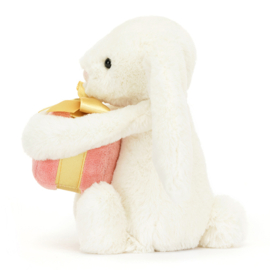 Jellycat Knuffel Konijn met cadeautje, Bashful Bunny with Present, 18cm