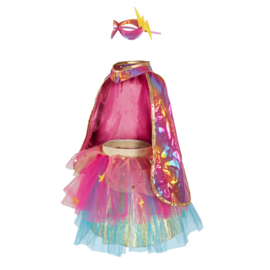 Superheldin Setje, Super-Duper Tutu, Cape en Masker, Pink/Gold, 4-6 jaar