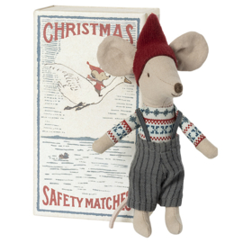 Maileg grote broer Pixy Muis in doosje, Christmas mouse in matchbox