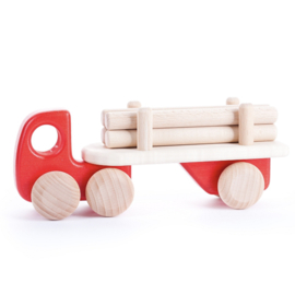 Bajo Houten vrachtwagen met aanhanger, rood