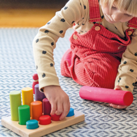 Grimm's Houten Rollers/Staven op sorteerbord, Regenboog